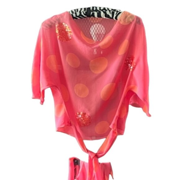 Genny Women's Pink Coral Sequin Top and Pants Set Made in Italy Designer 12 EUC - Picture 3 of 16